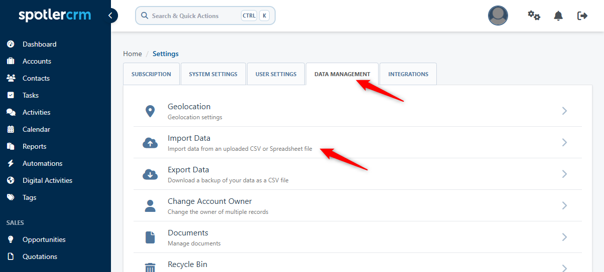 Select data management