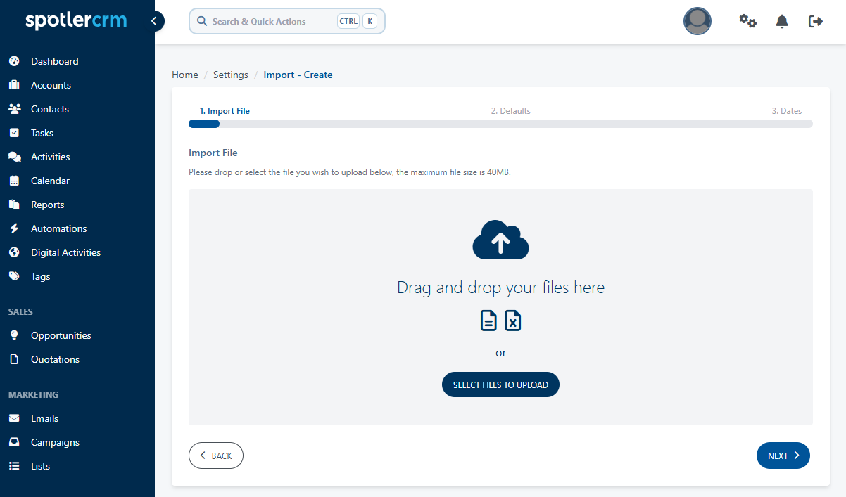 Select the file you want to upload